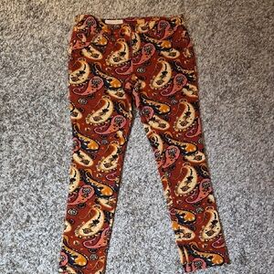 Pilcro Serif Letterpress Orange Corduroy Multicolor Paisley Pants 32